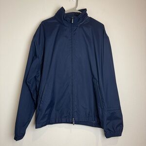 Polo Golf Ralph Lauren Vtg Navy Full Zip Windbreaker Hidden Stowaway Hood Large